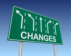 Green sign with the word "Changes"