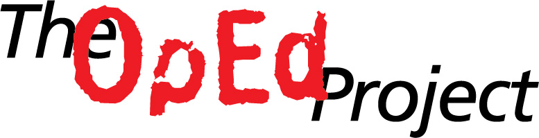 A red and black logo for The OpEd Project with OpEd written in red, overlaying the two additional words written in black
