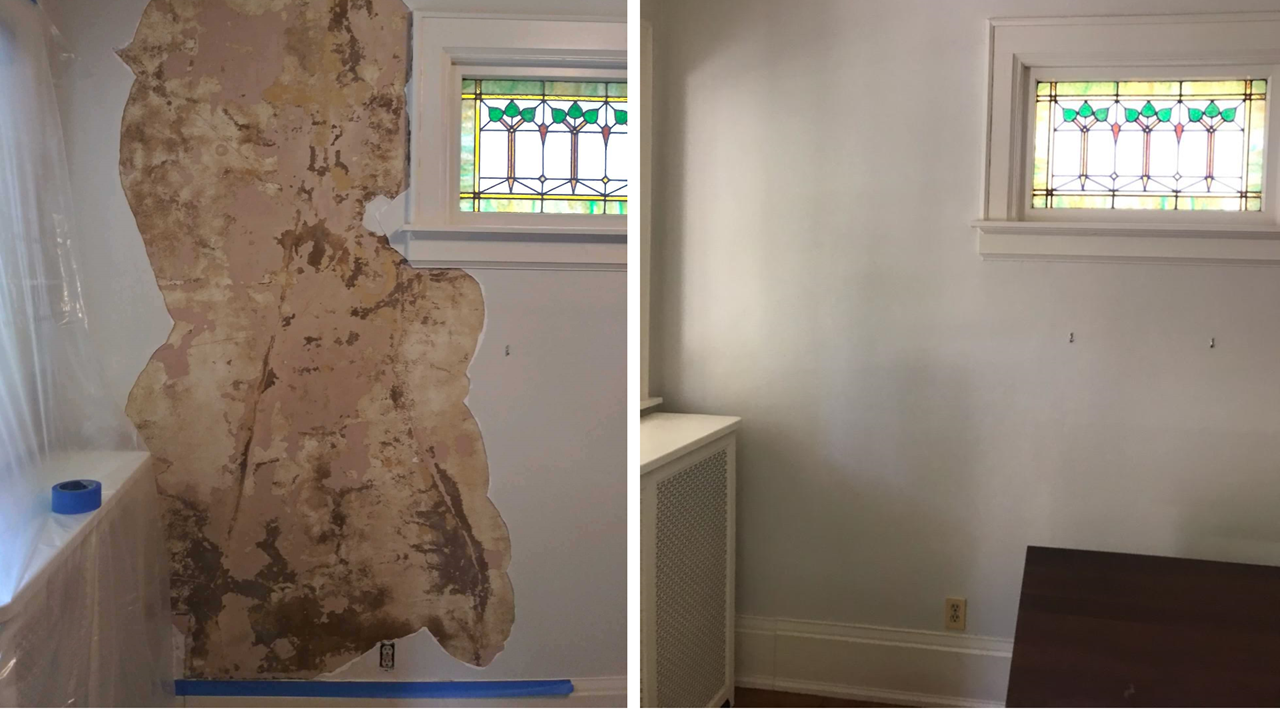 Water damage plaster repair