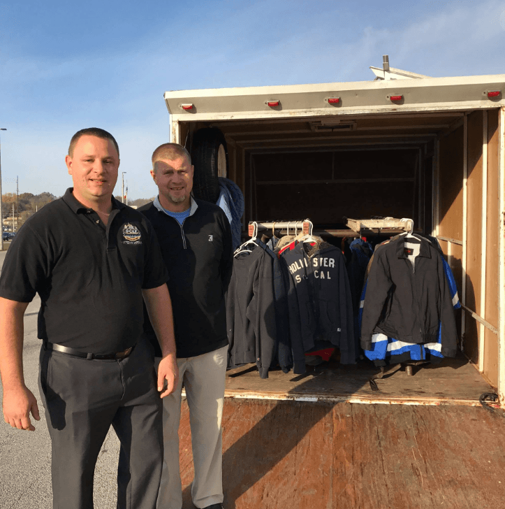 Mike Mortensen supporting a Coat Drive in November of 2016 for Polk County