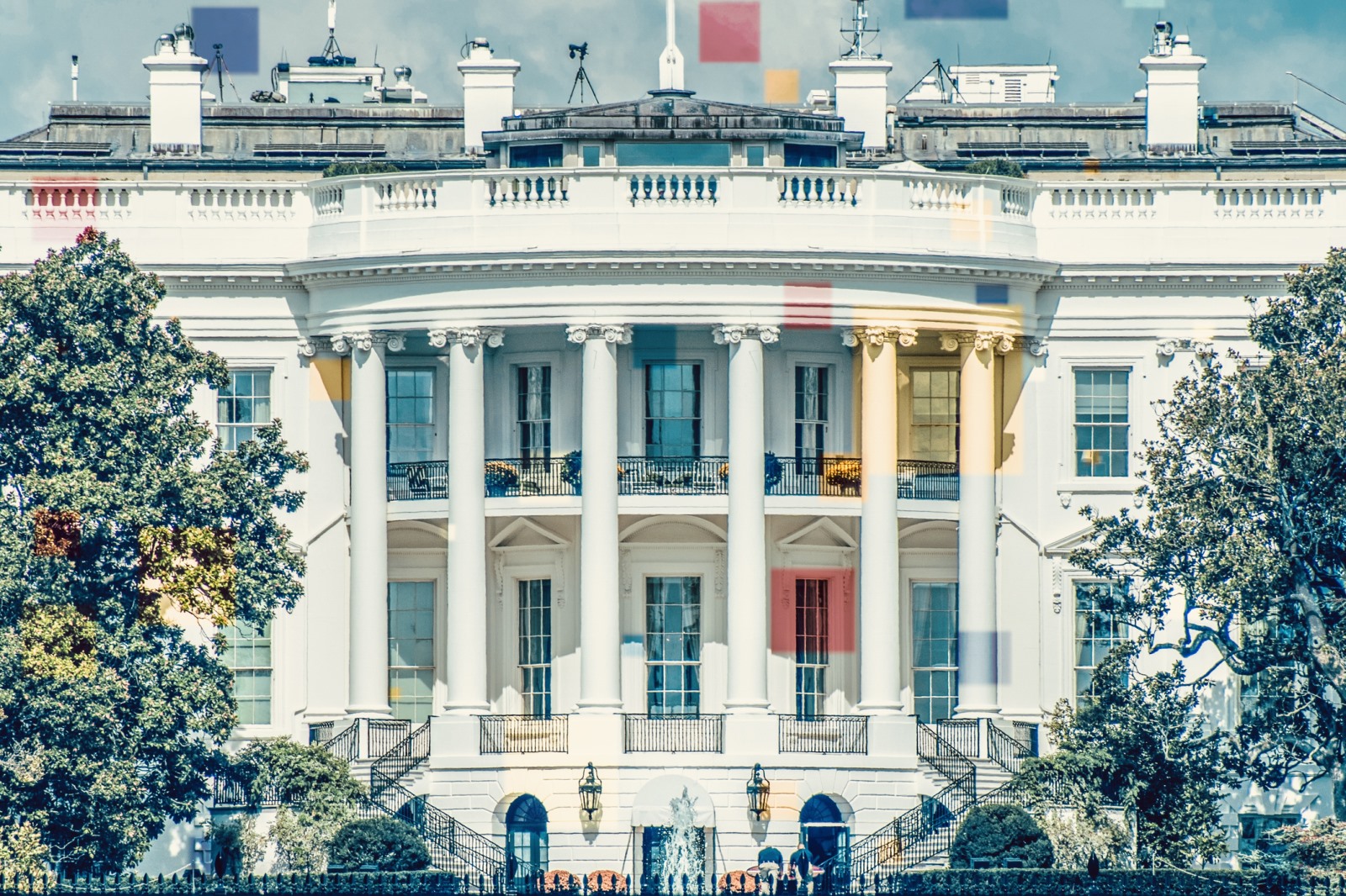 The White House with slight colored lines overlaid
