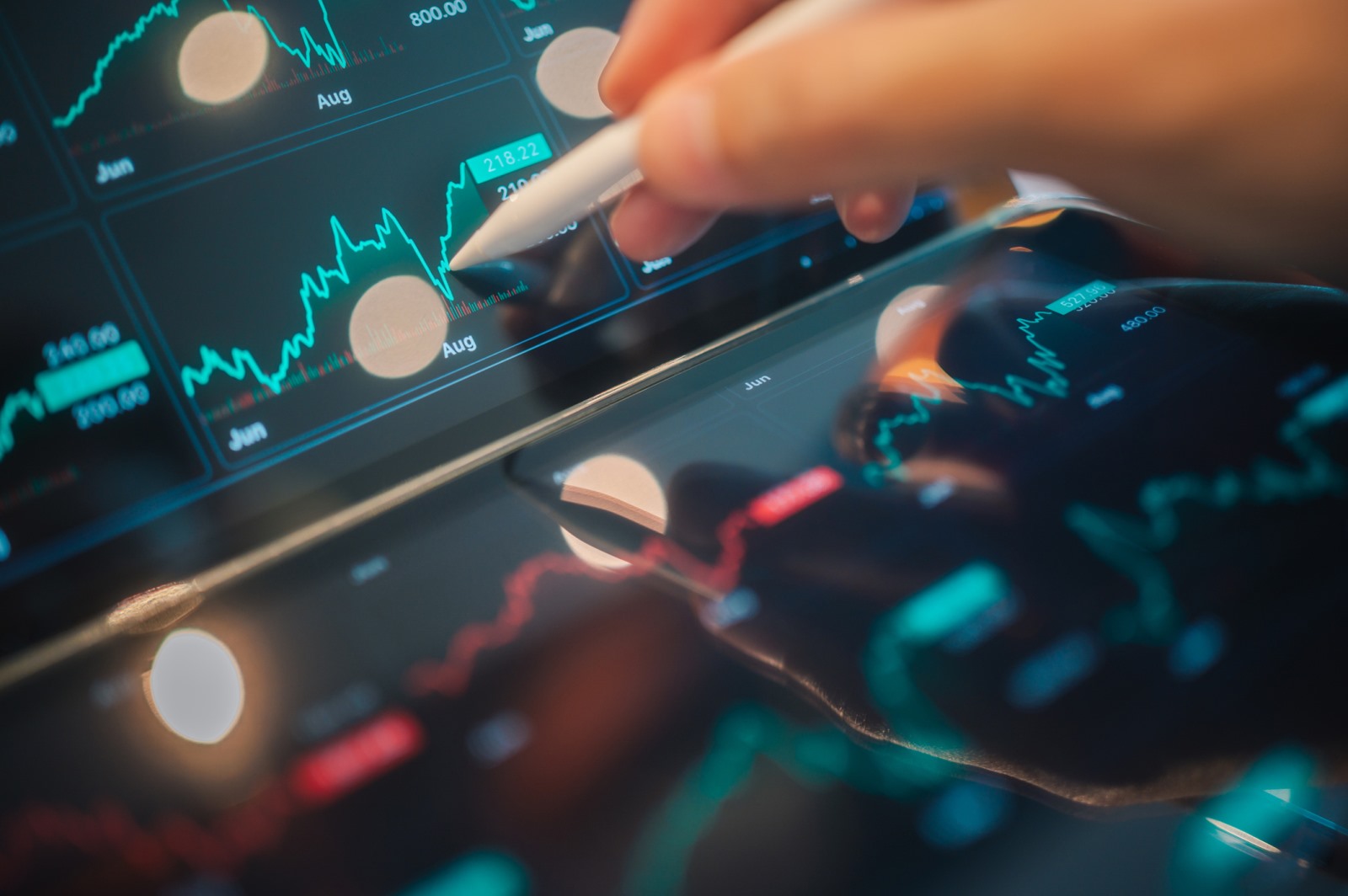 Financial market data visualization representing artificial intelligence exposure