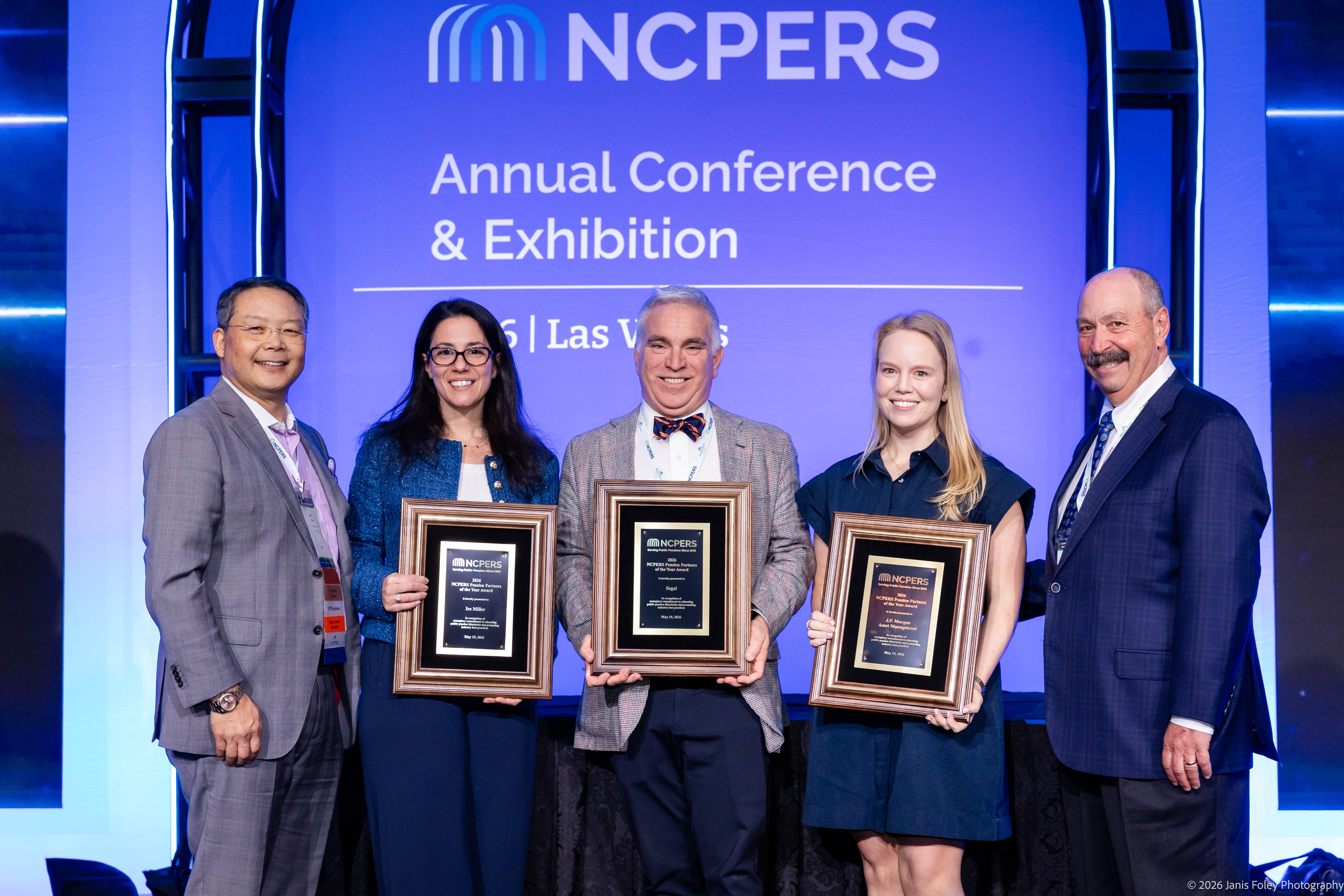 Winners of the 2026 Pension Partner of the Year Award on stage at the 2026 Annual Conference & Exhibition
