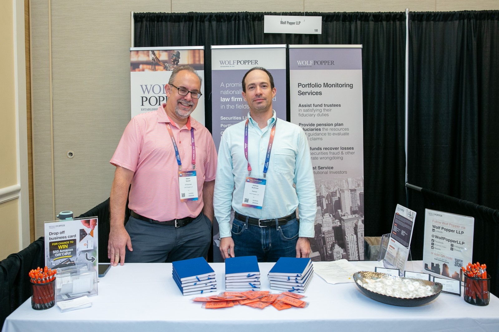 Wolf Popper staff in the exhibit hall ready to meet with public pension leaders