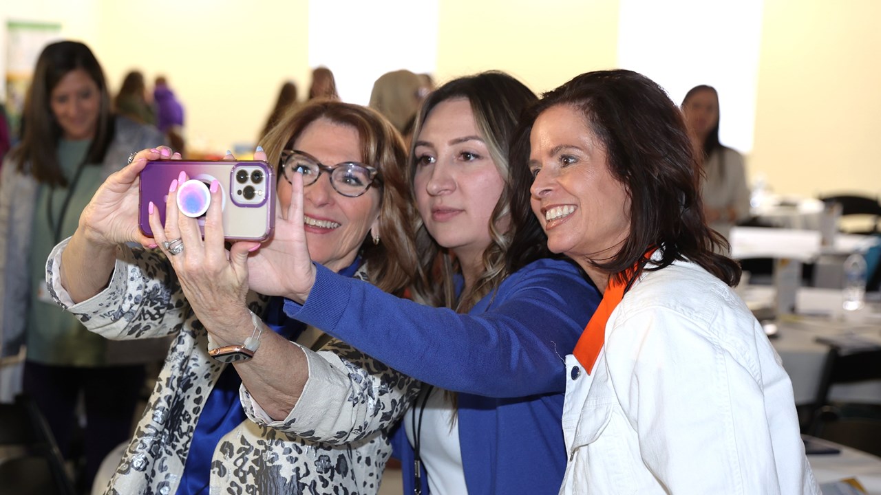 Janice hangs out with attendees