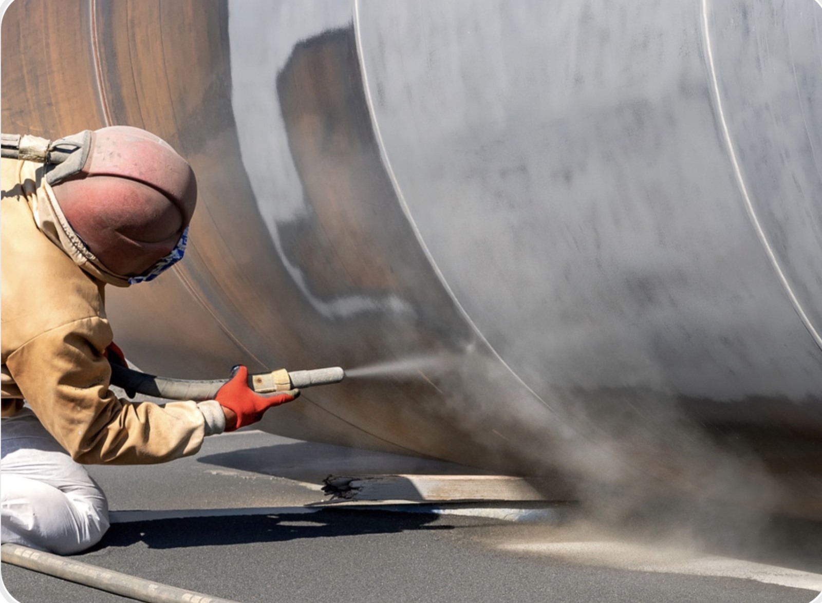 Person spraying ship