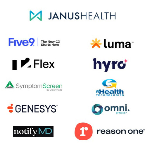Industry Partners: Janus Health, Five9, Luma Health, T2 Flex, Hyro, SymptomScreen by ClearTriage, eHealth Technologies, Genesys, omni by Kloud 7, Reason One, notifyMD
