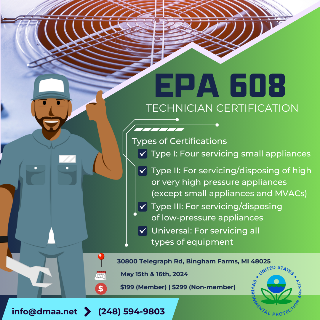 DMAA: EPA 608 Certification - Property Management Association of Michigan