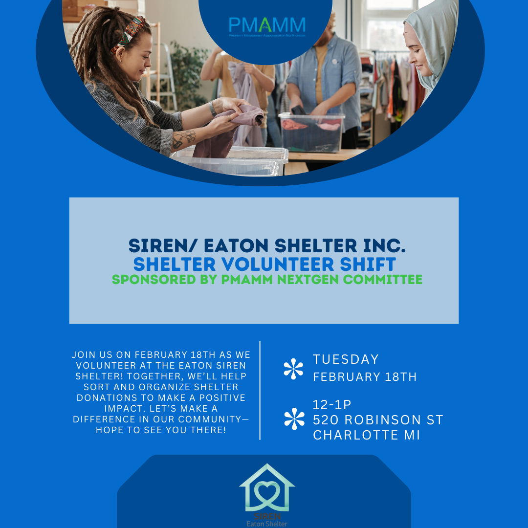 Q1 SIREN Eaton Shelter Volunteer Opportunity Sponsored By PMAMM NextGen