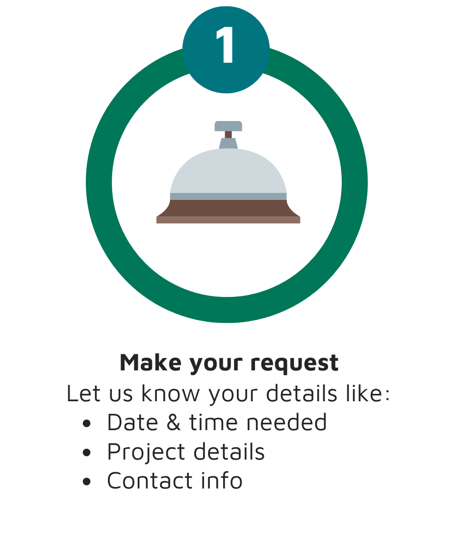Make your request with project details and contact information