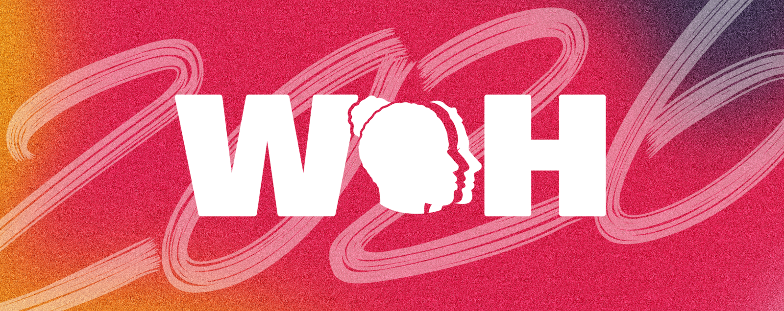 Spraypainted texture background with Women of Hospitality logo in the center