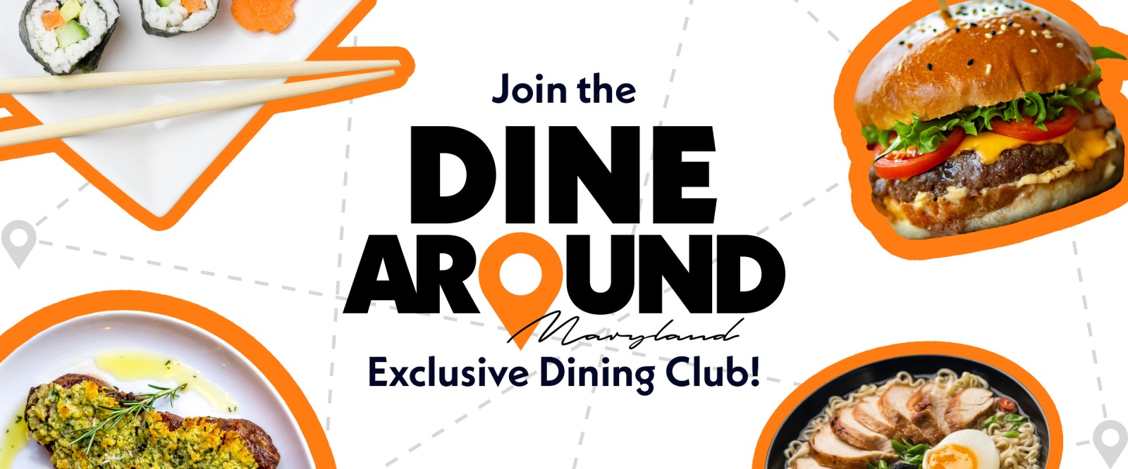 Dine Around Maryland Club logo with food items