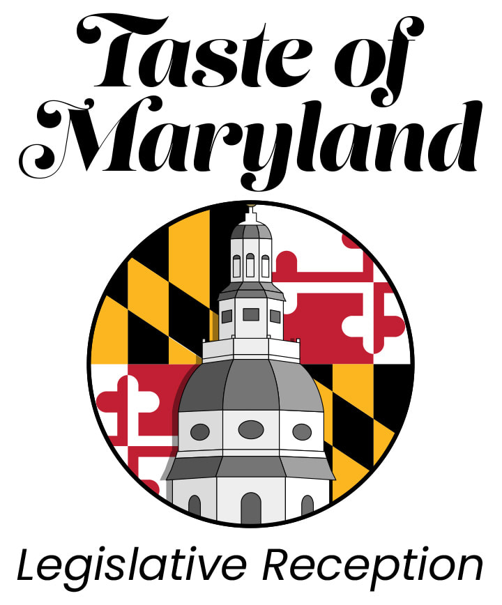 Taste of Maryland illustrated logo with MD flag and state house