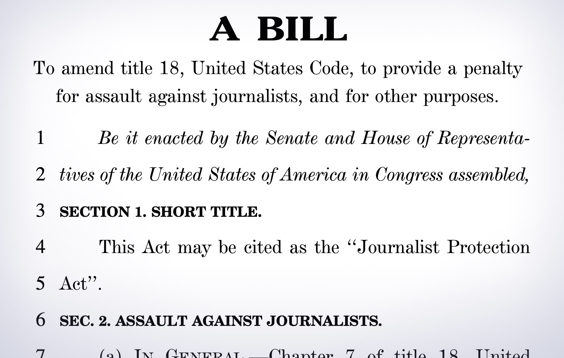 journalist protection act bill text