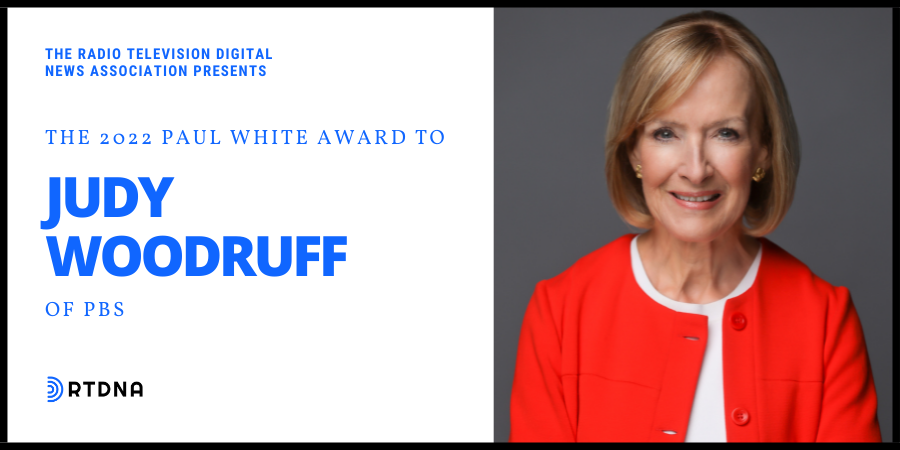 Judy Woodruff announcement graphic