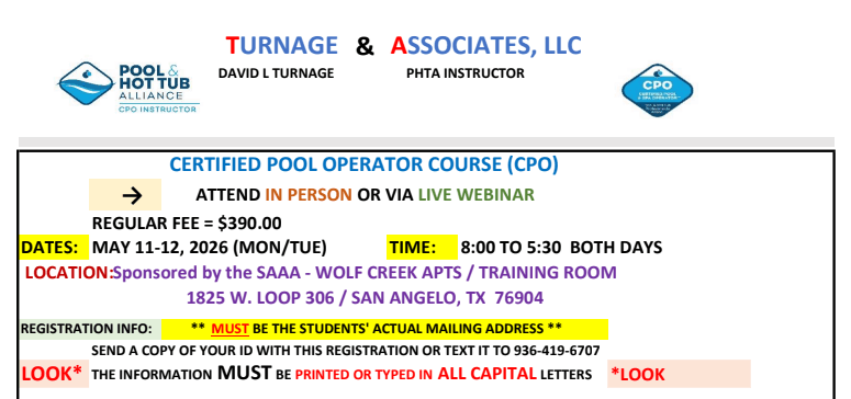 CPO Class Details