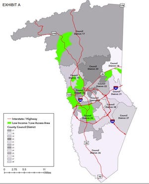 Desiertos alimentarios en el condado de Greenville