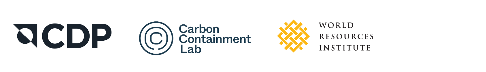 CDP, Carbon Containment Lab, World Resources Institute Logos