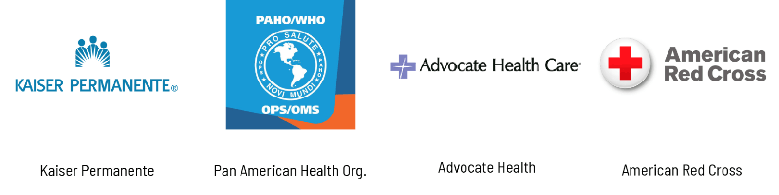 Kaiser Permanente, PAHO, Advocate Health, American Red Cross