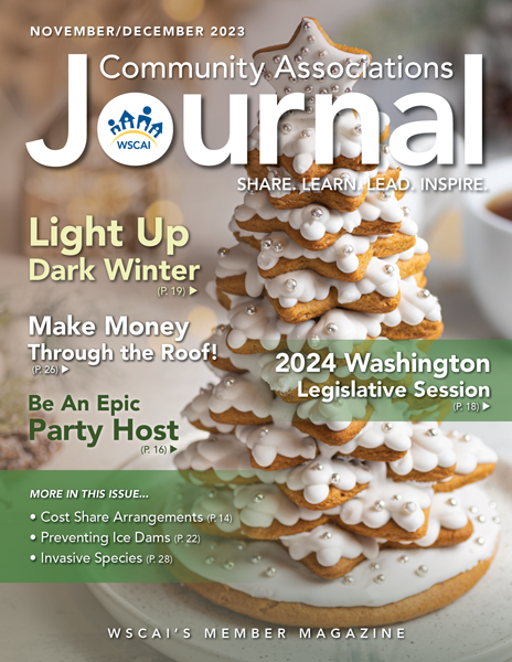 Nov-Dec Cover shows a snowy fir tree made of stacked sugar cookies with white icing